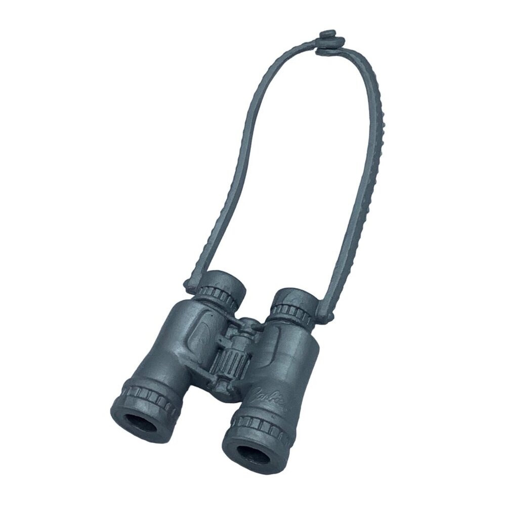 Barbie Doll Gray Plastic Binoculars Toy Neckstrap Camp Hike Travel 3.5"